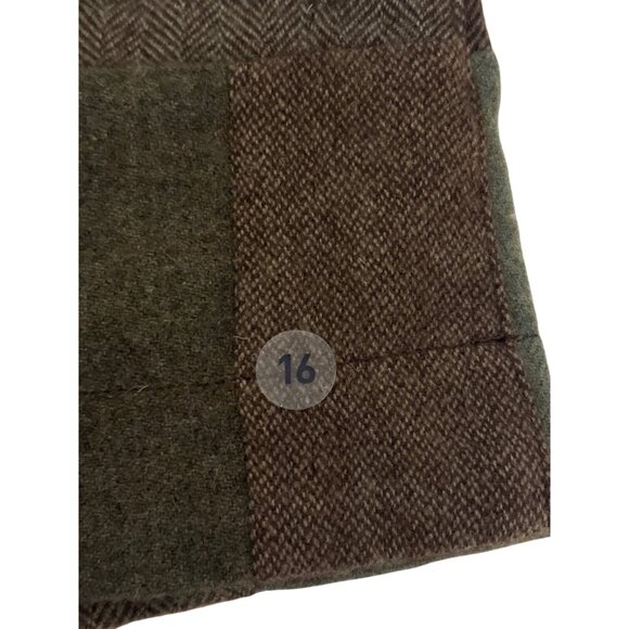 Y2K American Eagle Womens Patchwork Mini Skirt Size 16 Wool Blend Brown & Green - Picture 2 of 5